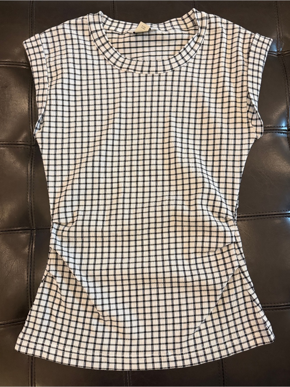 Club Monaco Cap Sleeve Black and White Checkered Top Size S